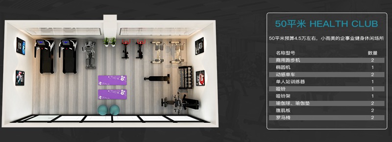 50平方健身室-米兰健身器材企事业健身解决方案