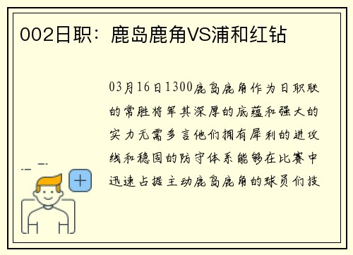 002日职：鹿岛鹿角VS浦和红钻